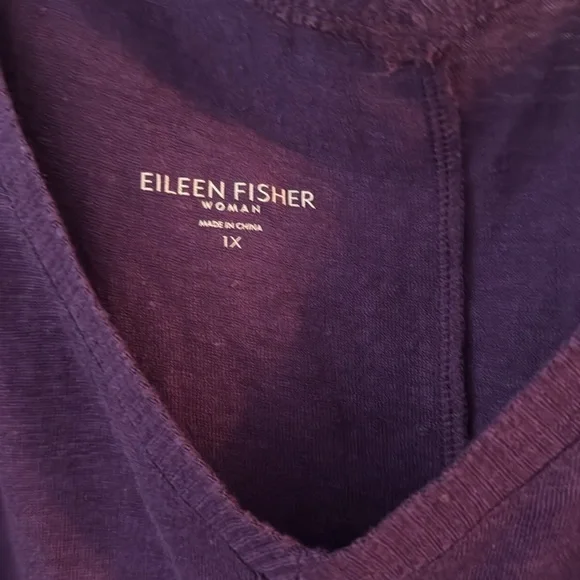 Eileen Fisher Size 1X Purple linen Tunic Top - Picture 2 of 5